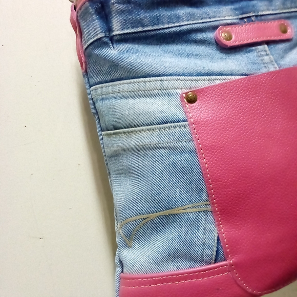 NWT Myra Bag Co Pink Leather & Denim Purse - Picture 4 of 7